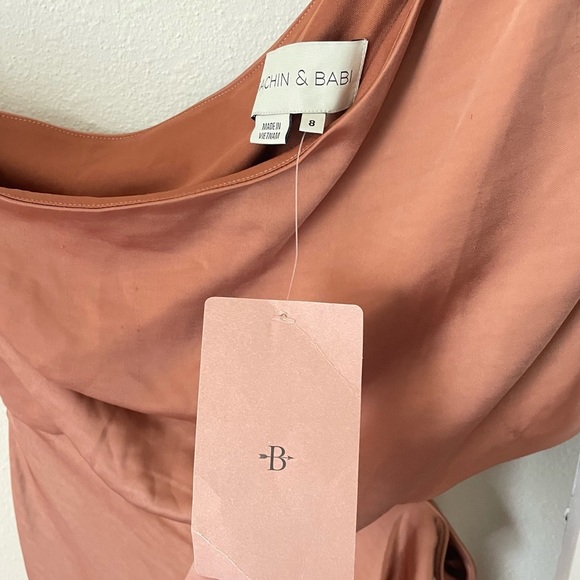 Anthropologie BHLDN Sachin & Babi Ambra Satin Midi Dress in Sand Dune Size 8 - Picture 4 of 10